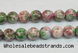 CRF23 15.5 inches 8mm round dyed rain flower stone beads wholesale