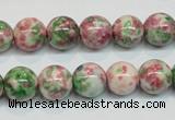 CRF25 15.5 inches 12mm round dyed rain flower stone beads wholesale