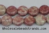 CRF255 15.5 inches 10mm flat round dyed rain flower stone beads