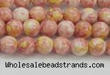 CRF314 15.5 inches 4mm round dyed rain flower stone beads wholesale