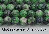 CRF349 15.5 inches 4mm round dyed rain flower stone beads wholesale