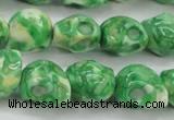 CRF371 15.5 inches 11*12mm skull dyed rain flower stone beads