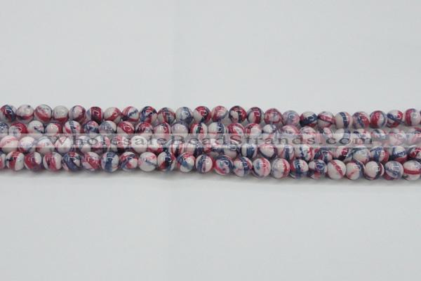 CRF405 15.5 inches 6mm round dyed rain flower stone beads wholesale