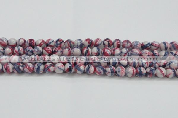 CRF408 15.5 inches 12mm round dyed rain flower stone beads wholesale