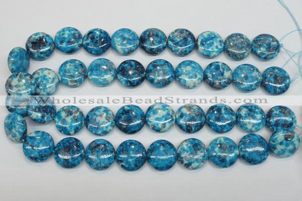 CRF70 15.5 inches 20mm flat round dyed rain flower stone beads