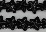 CRG21 15.5 inches 16*16mm star black agate gemstone beads wholesale