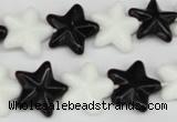 CRG23 15.5 inches 16*16mm star black & white agate gemstone beads