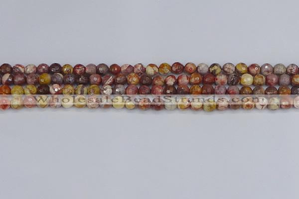 CRH519 15.5 inches 6mm faceted round rhyolite gemstone beads