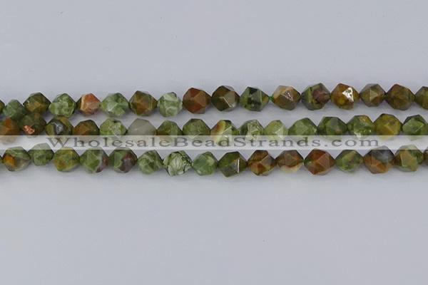 CRH542 15.5 inches 8mm faceted nuggets rhyolite beads wholesale