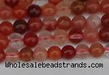 CRH600 15.5 inches 4mm round red rabbit hair quartz beads