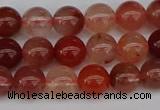 CRH601 15.5 inches 6mm round red rabbit hair quartz beads