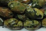 CRH69 15.5 inches 15*25mm faceted rice rhyolite beads wholesale