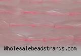 CRI02 15.5 inches 10*30mm faceted rice rose quartz beads wholesale