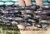 CRI114 15.5 inches 10*30mm faceted rice charoite gemstone beads