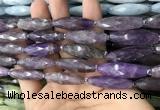 CRI118 15.5 inches 10*30mm faceted rice amethyst gemstone beads