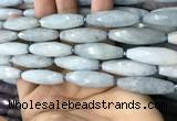 CRI119 15.5 inches 10*30mm faceted rice aquamarine beads