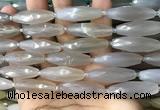 CRI136 15.5 inches 10*30mm faceted rice moonstone gemstone beads