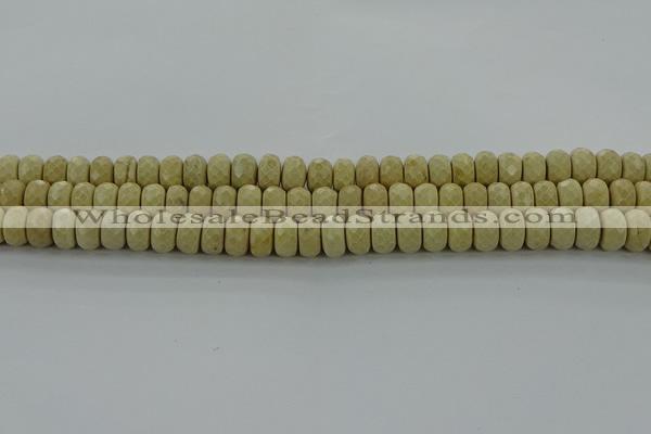 CRI222 15.5 inches 6*10mm faceted rondelle riverstone beads