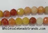 CRJ402 15.5 inches 8mm faceted round red & yellow jade beads