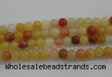 CRJ410 15.5 inches 4mm round red & yellow jade beads wholesale