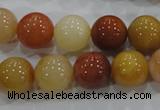 CRJ416 15.5 inches 14mm round red & yellow jade beads wholesale