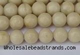 CRJ601 15.5 inches 6mm round white fossil jasper beads wholesale