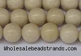 CRJ602 15.5 inches 8mm round white fossil jasper beads wholesale