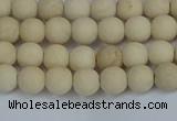 CRJ610 15.5 inches 4mm round matte white fossil jasper beads