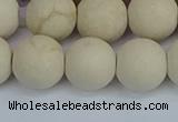 CRJ613 15.5 inches 10mm round matte white fossil jasper beads