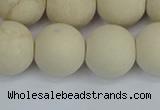 CRJ614 15.5 inches 12mm round matte white fossil jasper beads