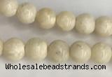 CRJ620 15.5 inches 4mmm round white fossil jasper beads wholesale