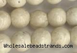 CRJ621 15.5 inches 6mm round white fossil jasper beads wholesale