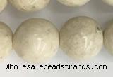 CRJ624 15.5 inches 12mm round white fossil jasper beads wholesale