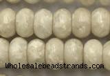 CRJ632 15.5 inches 4*6mm rondelle white fossil jasper beads wholeasle