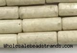 CRJ634 15.5 inches 4*13mm tube white fossil jasper beads wholeasle