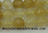 CRO1033 15.5 inches 10mm faceted round yellow watermelon quartz beads