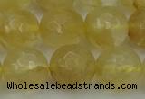 CRO1035 15.5 inches 14mm faceted round yellow watermelon quartz beads