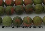 CRO1062 15.5 inches 8mm round matte unakite beads wholesale