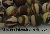 CRO1073 15.5 inches 10mm round matte brown zebra jasper beads