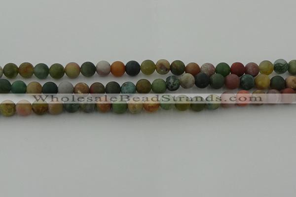 CRO1082 15.5 inches 8mm round matte Indian agate beads wholesale