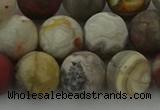 CRO1094 15.5 inches 12mm round matte laguna lace agate beads