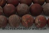 CRO1103 15.5 inches 10mm round matte pomegranate jasper beads