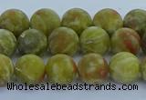 CRO1152 15.5 inches 8mm round matte green dragon serpentine jasper beads