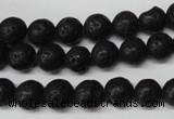 CRO118 15.5 inches 8mm round black lava beads wholesale