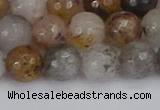 CRO1197 15.5 inches 8mm faceted round mixed lodalite quartz beads