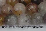 CRO1199 15.5 inches 12mm faceted round mixed lodalite quartz beads