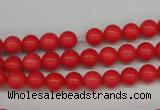 CRO44 15.5 inches 6mm round synthetic coral beads wholesale