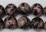 CRO452 15.5 inches 16mm round rhodonite gemstone beads wholesale