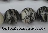 CRO484 15.5 inches 18mm round black water jasper beads wholesale