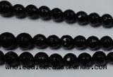 CRO702 15.5 inches 6mm – 14mm faceted round black agate beads